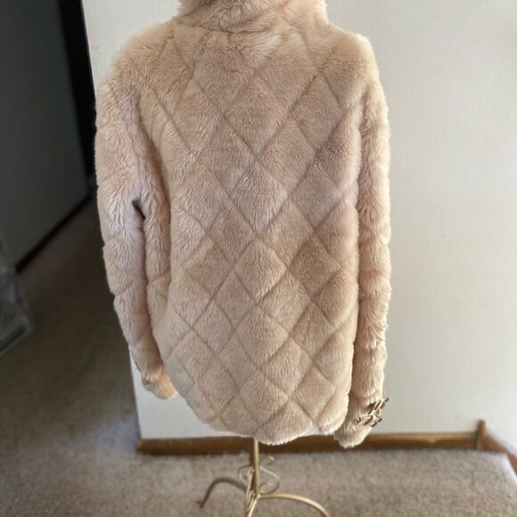 Beulah faux fur pink/beige jacket snap closure size large - Picture 14 of 16